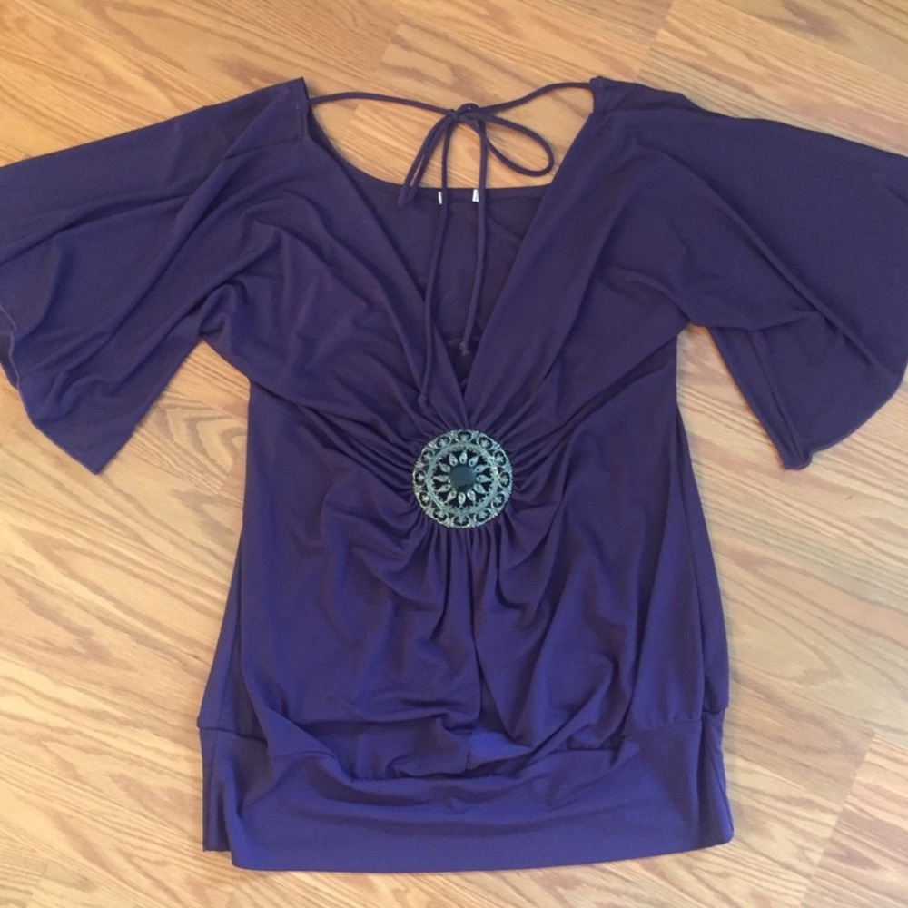 Vintage Y2K Royal Purple Tie Metal Emblem Top